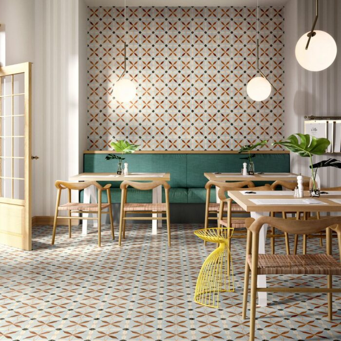 Patterned Porcelain tiles for restaurant